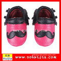 Europe and American hot selling cow leather black and rose moustache baby shoes with girl